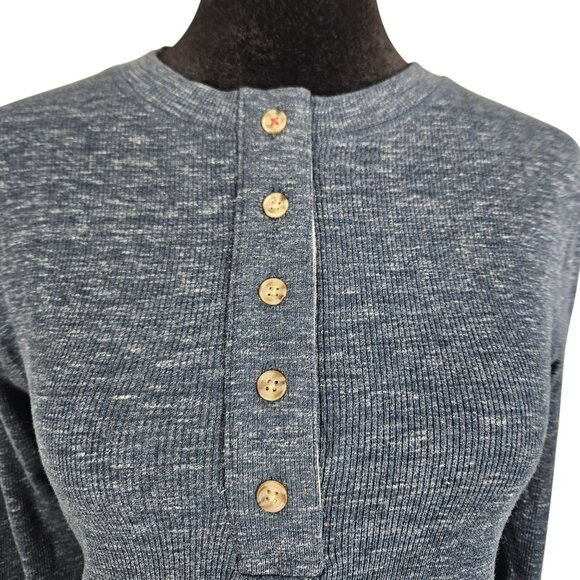 Levis Womens XS Pajama Set Navy Heather Henley Top Gray Drawstring Pants Lounge - Picture 3 of 14